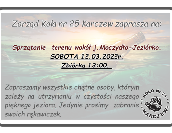 Zapraszamy na sprzątanie terenu wokół j.Moczydło-Jeziórko /K-25 Karczew